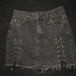 Topshop black denim skirt